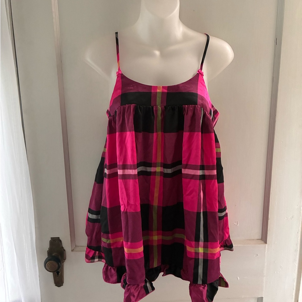 Pink and Black Relaxed Asymmetrical Camisole